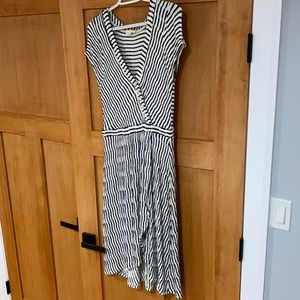 Striped faux wrap dress, size Med